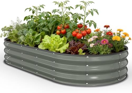 Pattiumo Galvanized Raised Garden Bed 6x3x1 FT, Oval Metal Raised Garden Bed Outdoor Planter Box with Open Bottom, Rust-Resistant Steel Garden Bed for Vegetables Herbs Flowers, Easy Assembly by Pattiumo