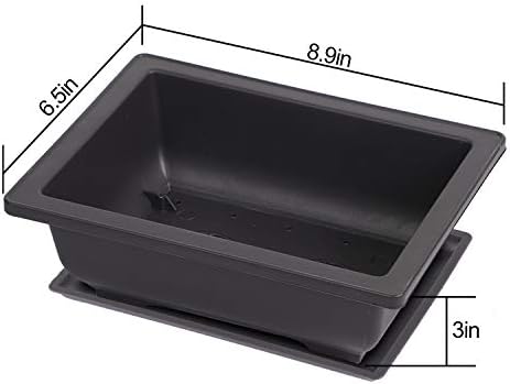KINJOEK 15 PCS 8.9 Inch Plastic Bonsai Training Pots with Drainage Hole Trays, Rectangular Plant Bonsai Tree Planter, Flower Succulent Pots Container for Garden, Indoor, Home Decorative - Image 2