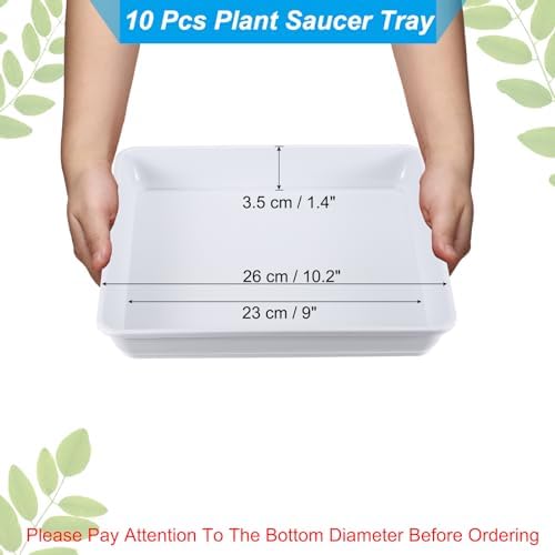 PATIKIL Plant Saucer Tray, 10 Pack 10 Inch Plastic Square Plant Saucer Flower Planter Drip Tray for Indoors Outdoors Patio Balcony, White - Image 2
