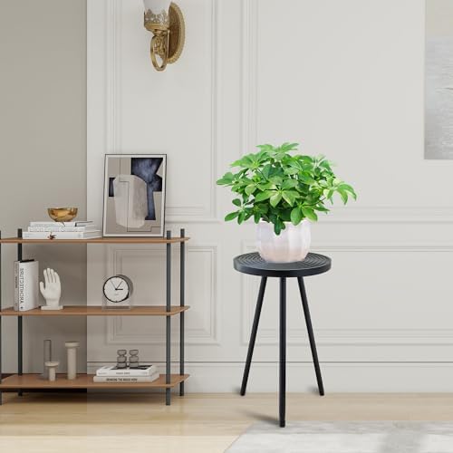 Lawn Social Tall Plant Stand Indoor, 20" Wood Metal Pedestal, Black - Image 2