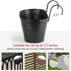 Dahey 15 Inches Railing Planter Box 5 Pcs Metal Hanging Flower Pots, Black - Image 6
