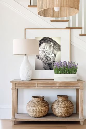 14" Artificial Lavender Plant Fake Lavender Flower Arrangement in Wood Box - Image 6
