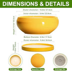 Succulent Pots 10 Inch - Ceramic Bonsai Pots with Drainage Hole and Tray, Shallow Plant Pot Indoor Outdoor, Modern Bonsai Tree Pot, Round Planter Bowl, Home Decor, Housewarming Gift, Yellow - Image 2