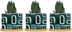 Teal Blue Graffito Ceramic Planters Green White Geometric Flower Pots for Indoor Plants with Drainage Holes and Saucers Pot for Indoor Outdoor Garden by BRUYU5SE