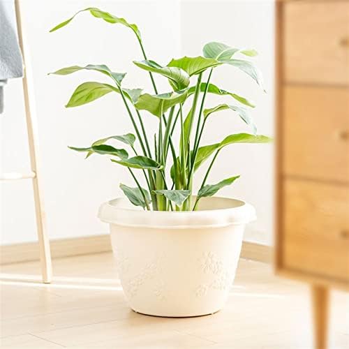 Front Porch Planters 3-Piece Flower Pot Thickened Resin Embossed Flower Pot Set Household Plant Pot Planter Suitable for Succulent Orchids Planter Boxes Outdoor (Color : White, Size : Medium) - Image 5