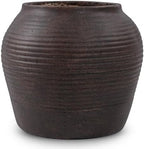 12" H x 14" Dia Vintage Black Fiberstone Planter Pot with Drainage Hole, Decorative Flower Pot for Houseplants, Small Trees & Greenery, Indoor Outdoor Patio, Porch, Entryway & Garden by Haispring