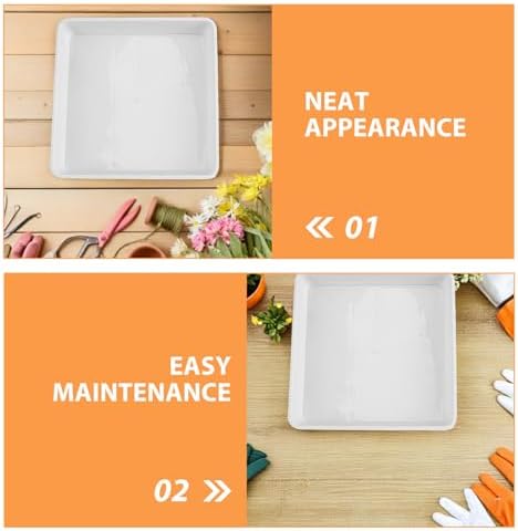 2pcs Square Plastic Plant Saucer 15.7 Inch for Potted Plants - Flower Pot Water Catcher Tray for Indoor Outdoor Use White - Image 3