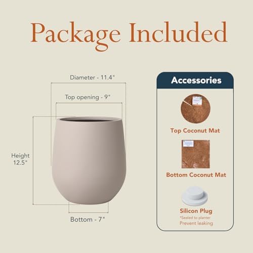 KUTE NEST 11.4" Premium Corso Fiberstone Outdoor Planter - Taupe - Image 2