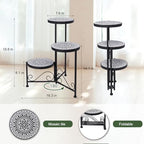 3 Tier Mosaic Corner Plant Stand Foldable Display Shelf Black - Image 2
