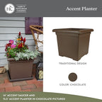 The HC Companies Accent Square Plant Pot, 15.5 Inch, Chocolate, 2-Pack - Image 2