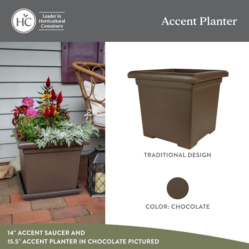 The HC Companies Accent Square Plant Pot, 15.5 Inch, Chocolate, 2-Pack - Image 2