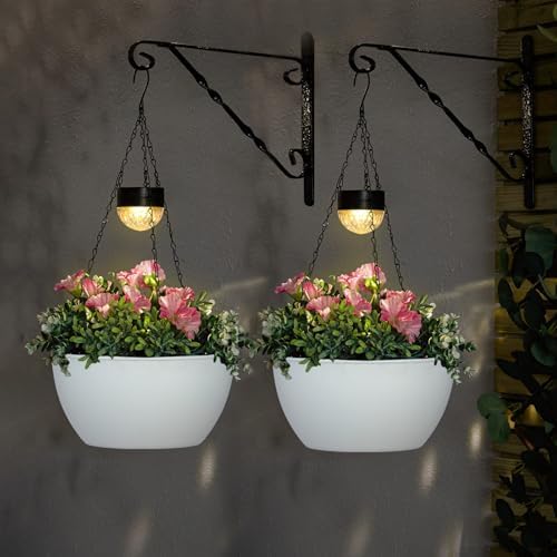 BAYN 2 Packs Solar Hanging Basket Planters for Plants Outdoor - Image 6