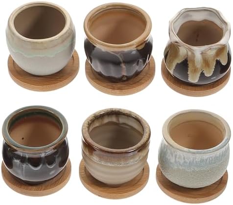 Ceramic Succulent Planter Pots Xmas 6pcs with Drainage Holes by Unknown