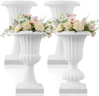 AceOrbit 4 Pack 12" Large Plastic Urn Planters, Pedestal Flower Plant Pot White Plant Stand for Wedding, Party, Event, Home, Stage, Garden, Balcony Decoration by Unknown