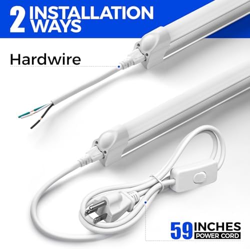 Barrina T5 LED Shop Light, 8FT, 5000LM, 6500K, 45W (10 Pack), Linkable - Image 4