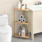 Wisuce Natural Small Corner Shelf Stand, 3-Tier Bamboo Corner Bookshelf - Image 6
