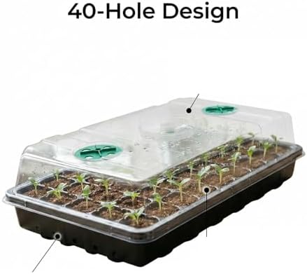 4Pcs 40 Holes Seed Starter Tray Plant Trays with Humidity Vented Domes Bases Starting Indoor Gardening - Image 4