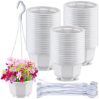 Roshtia 50 Pack 5.1 Inch Plastic Hanging Plant Pots with Hooks, Gray White by Roshtia