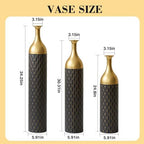Tall Floor Vases Set of 3 for Decor Living Room Floor, Black and Gold Vases Home Decor, Embossed Body Pattern, 34.25" H/30.31" H/24.8" H Geometric Cylinder (Gold 8) - Image 2