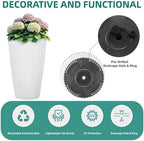 Autodaya 20" Tall Fluted Resin Planters Set of 2 with Drainage Holes - Image 5