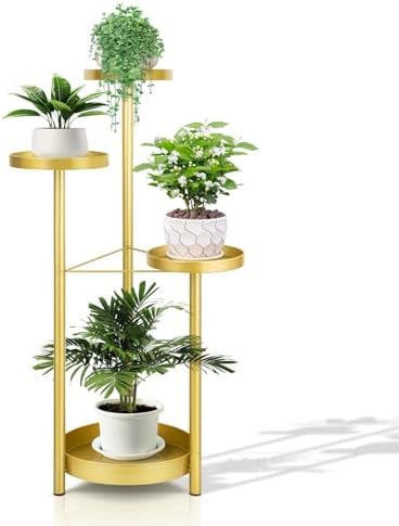 Matekxy 4-Tier Metal Plant Stand Indoor Outdoor for Garden, Livingroom-Gold by MATEKXY