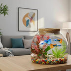 iplusmile Glass Plant Terrarium Jar, Tabletop Succulent Bubble Planter with Cork Lid, Open Mouth Round Fish Bowl Vase Sealed Glass Bottles Vial for Home Decor - Image 4