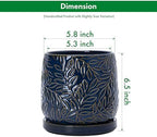 D'vine Dev 2-Pack Embossed Leaves Planter, 6 in, Midnight Blue, 27-F-X-3 - Image 3