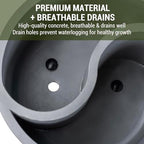 MyGift 8 Inch Round Yin Yang Shaped Gray Concrete Succulent Planter with Drainage Holes, Decorative Indoor Garden Dual Sided Flower Plant Pot for Small Houseplants - Image 3