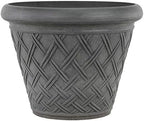 PSW Pot Collection Basket Weave Planter Pot for Indoor and Outdoor Plants and Gardens, 18-inch, Dark Charcoal by PSW