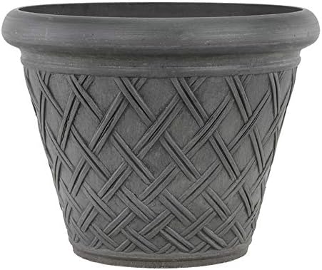 PSW Pot Collection Basket Weave Planter Pot for Indoor and Outdoor Plants and Gardens, 18-inch, Dark Charcoal by PSW