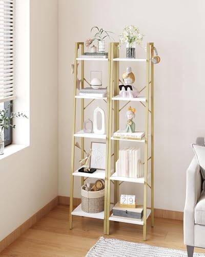 Hzuaneri Ladder Shelf, Bookshelf, Freestanding Corner Storage Shelf - Image 6