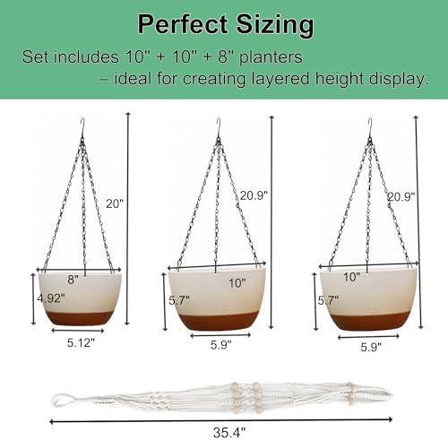 FUSHITON 3 Pack Self-Watering Hanging Planters for Indoor Outdoor - Image 5
