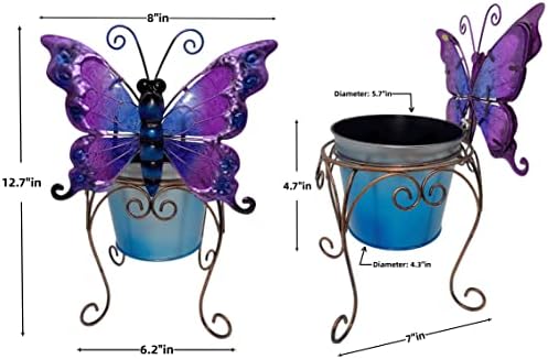 Metal Animal Plant Pot,Colorful Butterfly Planter Flower Pots Decoration - Image 7