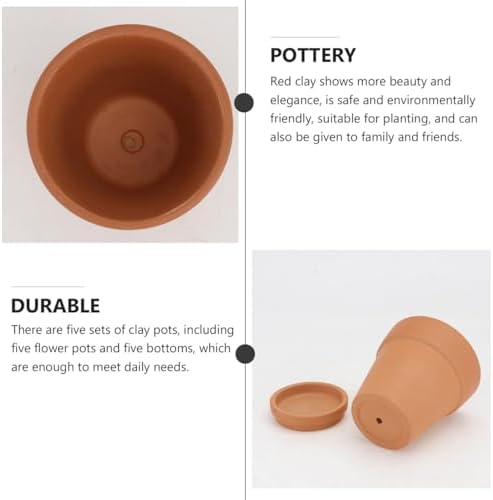 Red Clay Succulent Pots with Drainage and 5 Saucers, 8x8 Cm Terracotta Plant Containers for Indoor and Outdoor Gardening, Breathable Flower Planters Set of 5 - Image 6