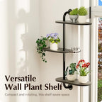 Rotating Window Plant Shelves 3-Tier, Wooden Window Shelf for Plants, Sill Space-Saving Corner Hanging Wall Stand for Multiple Plants, Indoor Home Decor, Black - Image 5