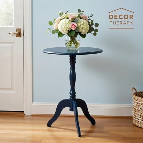 Decor Therapy Warwick Round Accent Table - 3 Leg Pedestal Side Table for Living Room, Bedroom, Entryway - Traditional Navy Bistro Drink Table - Image 2
