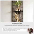 3D Textured Sandstone Wall Art with LED Light and Hydroponic Vase, Modern Framed Abstract Sculpture Wall Decor for Living Room Bedroom for Apartment Office Entryway(Grey-B,40x120cm (15.8x47.2in)) - Image 6