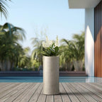 Kante Small Round Column Weathered Concrete Planter 18.9" Tall, Outdoor - Image 6