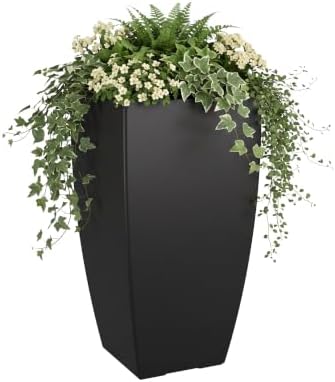 Mayne Kade 38in Self-Watering Modern Tall Square Planter, Black by Mayne