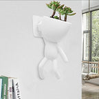 2 Pack Ceramic Wall Plant Pots Hanging Planter Succulent Plant Pots Creative Human Shaped Small Cactus pots Flower Pots Mini Plant Planters for Home Decoration White - Image 7