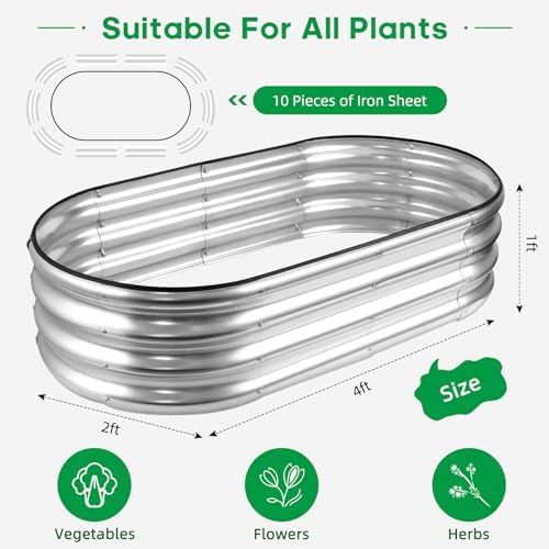 JERIA Raised Garden Bed,Galvanized Raised 2 Pcs 4×2×1ft Planter Boxes Outdoor with Easy Assembly, Large Garden Bed for Vegetables, Fruits, Flower - Image 2