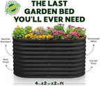 Plant & Plot Galvanized Raised Garden Beds Outdoor // 4×2×2 ft Planter Raised Beds for Gardening, Vegetables, Flowers // Large Metal Garden Box (Black) // Patented Tool-Free Design - Image 5