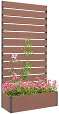 Outsunny Raised Garden Bed with Trellis, 35.75" x 15" x 70.75", Light Brown by Outsunny