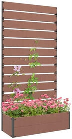 Outsunny Raised Garden Bed with Trellis, 35.75" x 15" x 70.75", Light Brown by Outsunny