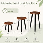 FRIENDISU 3 Pcs Wood Plant Stands Indoor with Raised Design - Image 3