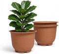 17 Inch Wide Mouth Planter Urns, Classic Terracotta, Set of 3, Plastic by OUMUHE