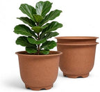 17 Inch Wide Mouth Planter Urns, Classic Terracotta, Set of 3, Plastic by OUMUHE