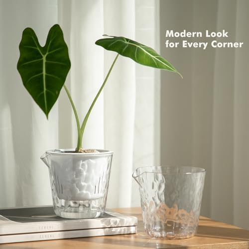 4.6 Inch Self Watering Plant Pots for Indoor Plants 16 Packs African Violet Pot, Self Watering Planters for Herb, Orchid, Devil's Ivy, Flower Houseplant Planters, Clear Plant Pots, White - Image 2