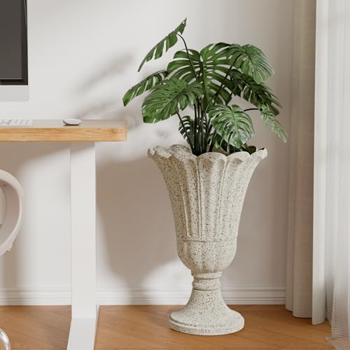 24" Tall Urn Planters for Outdoor Plants, Urns and Pedestal, Beige - Image 7