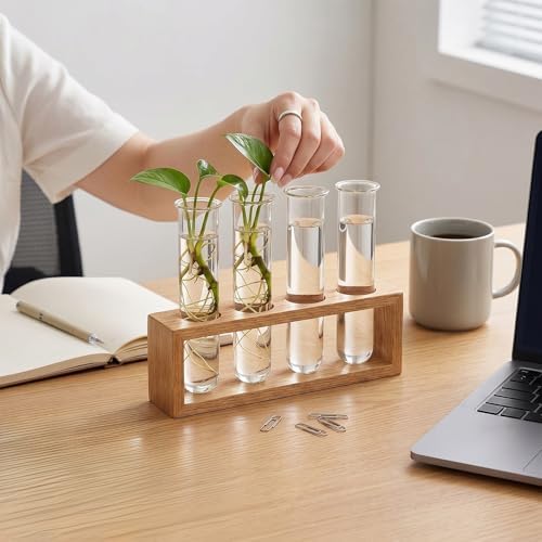 4pcs Plant Propagation Tubes Glass Test Tube Vase Replacement Clear Hydroponic Flower Vase for Home Office Wall Decor Desktop Decorations (Without Stand) (18.00X3.00X2.50CM) - Image 7